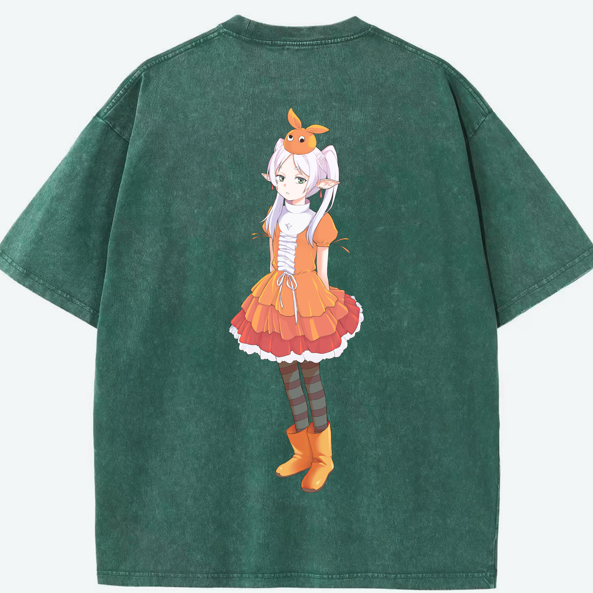 （画像用） 葬送のフリーレン Frieren 綿100% ヴィンテージ風 半袖Tシャツ（背面プリント）